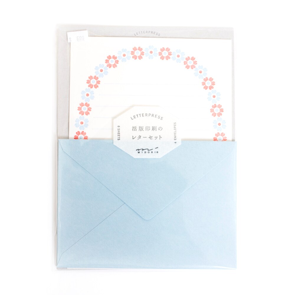Stationery, Gifts, Midori Letterpress, Letter Set, Flower Frame, 713869
